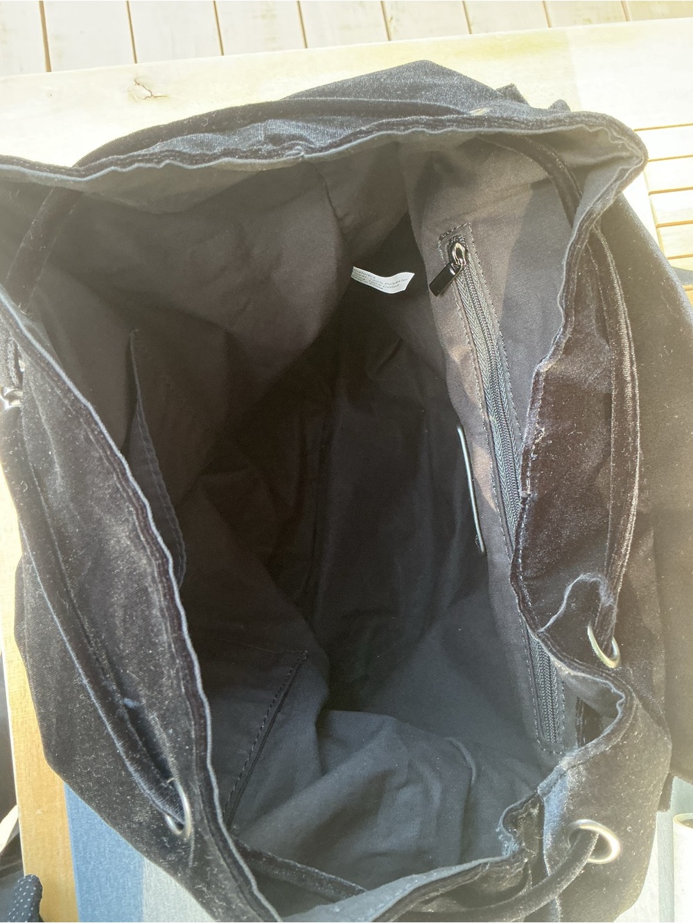 Disturbia Black Velvet Backpack with Lilac Moth / Butterfly Embroidery - Picture 12 of 15